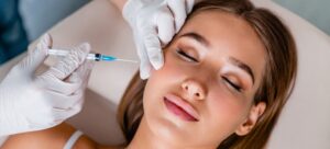 Woman getting Injections in face